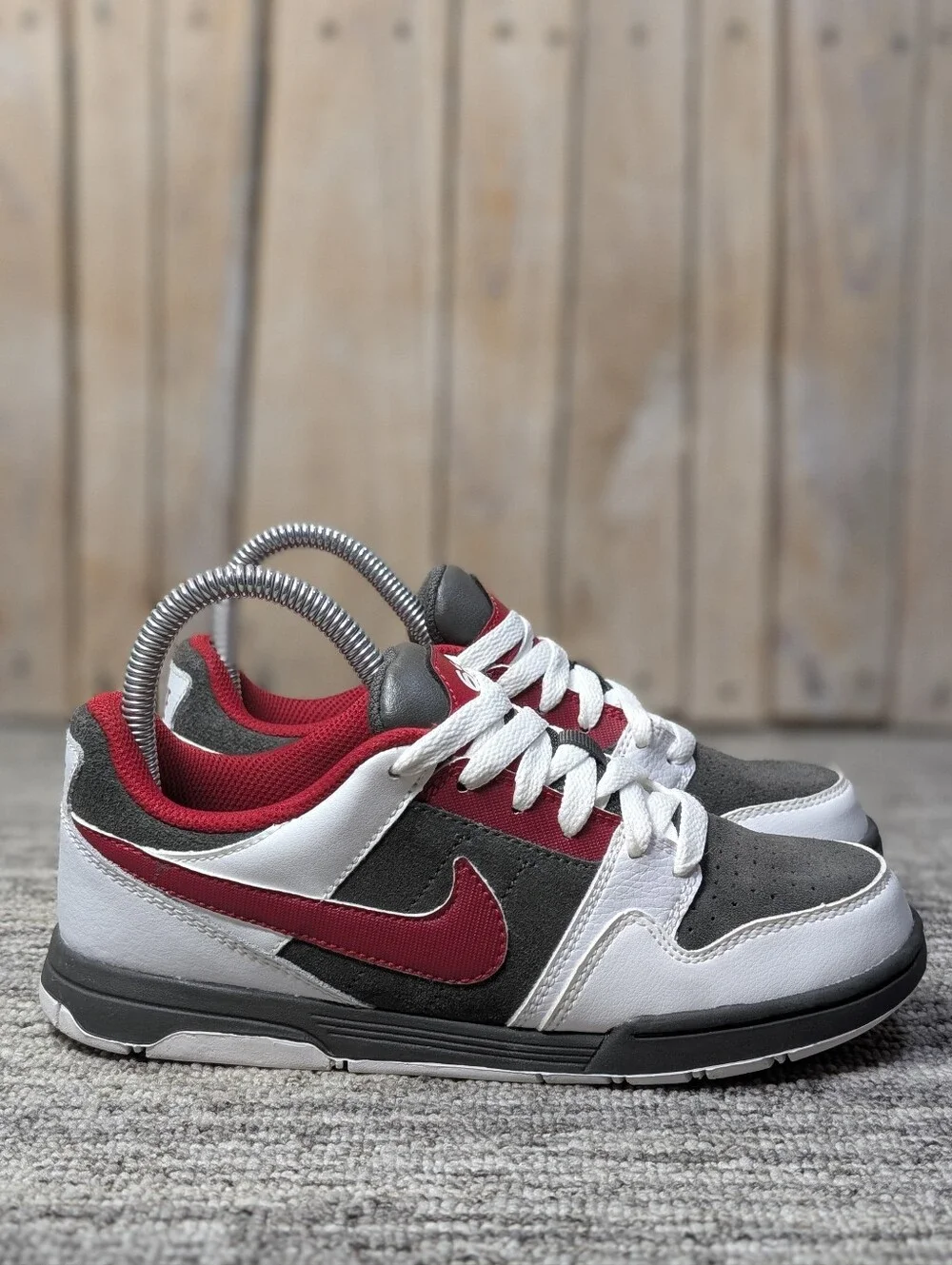 Nike 6.0 Mogan 2 Jr. Skate Shoe - Gray/Red - Size 4Y/6 Women - 386652-017